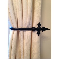 A Pair of Black Wrought Iron Church Cross Tie Backs 